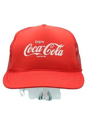 Enjoy Coca Cola Coke Red Snapback Mesh Trucker Hat Cap Vintage Foam Rope